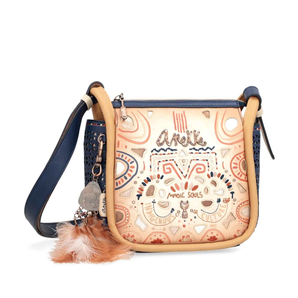 Borsa a tracolla Anekke Tribe stampa blu navy