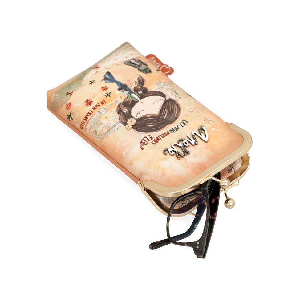 Borsa a portafoglio 3 in 1 RFID Anekke Peace & Love Camel